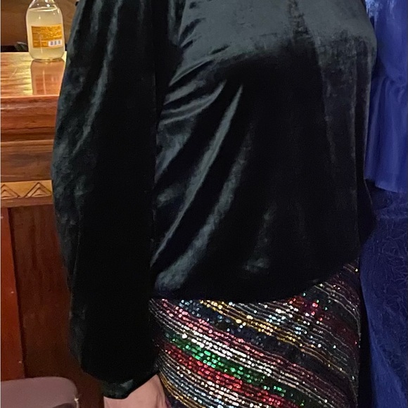 Milly Rainbow Striped Sequin Skirt Size Large - Picture 5 of 5